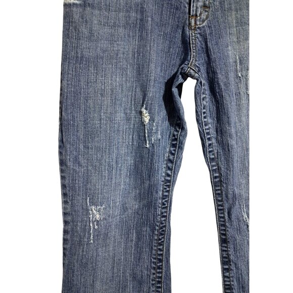 Y2K Maurices Morgan Distressed Bootcut Jeans Womens Size 11/12 Regular Blue Deni - Picture 7 of 11